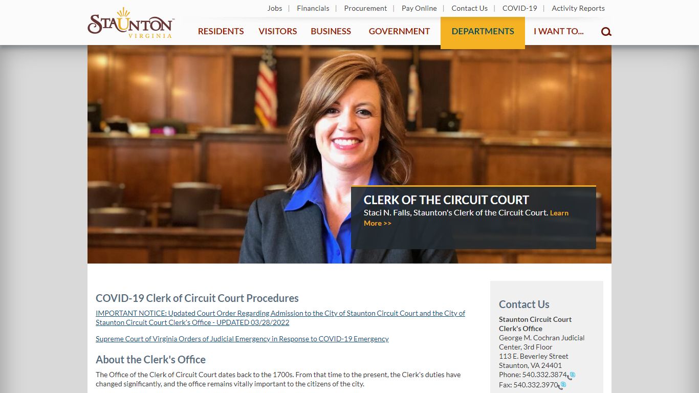 Clerk of Circuit Court | City of Staunton