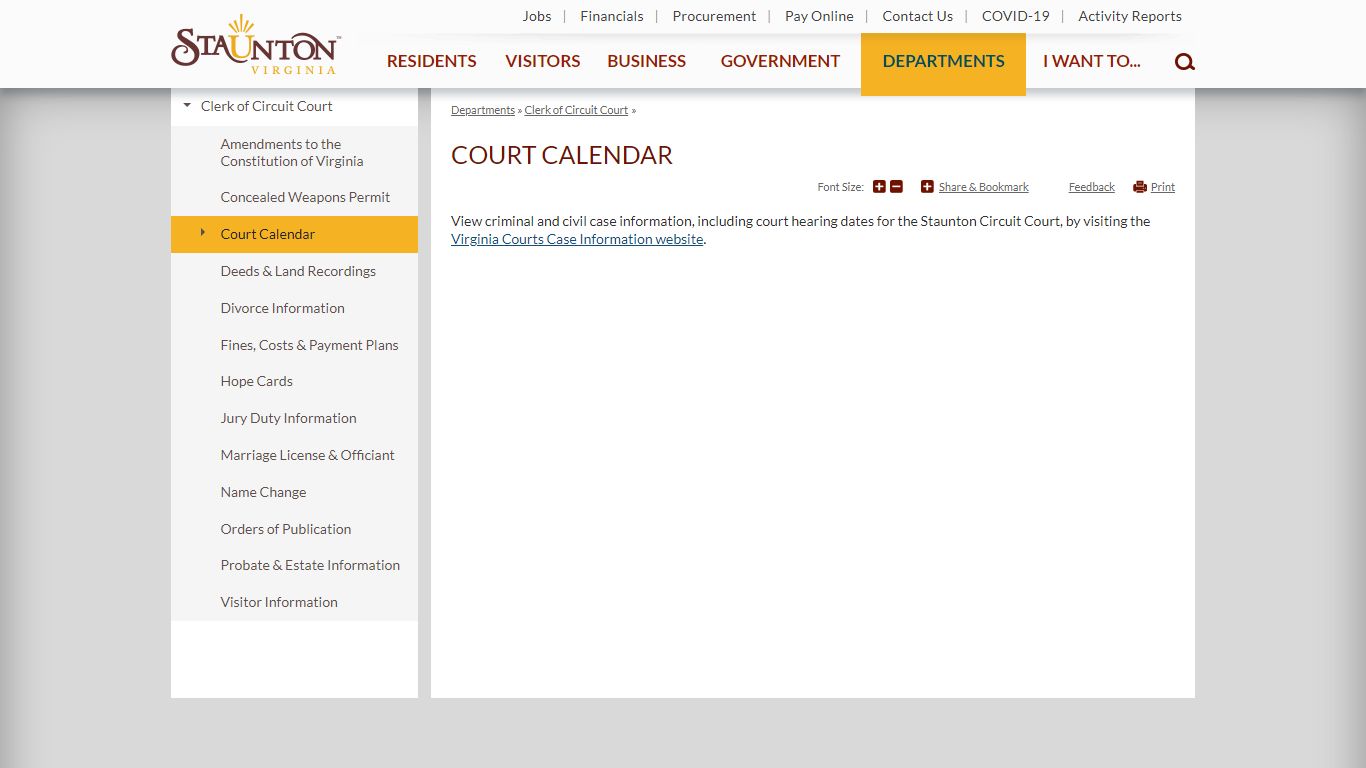 Court Calendar | City of Staunton